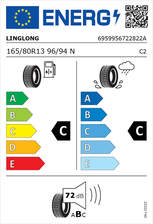 Tyre Label for Linglong R701 165/80R13 96/94N