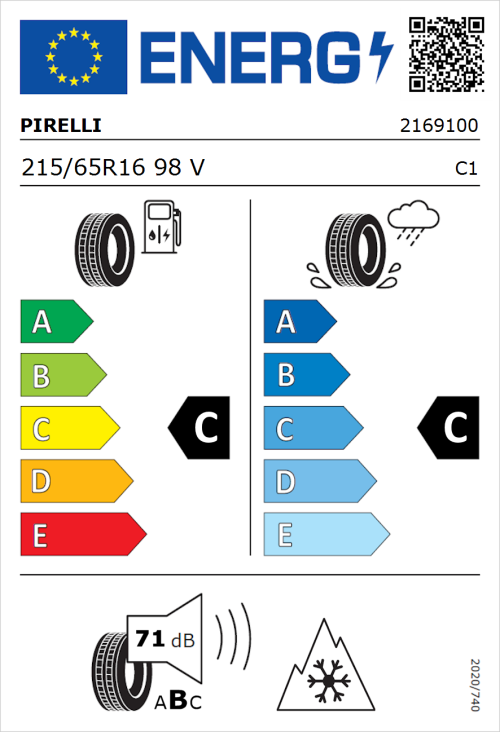 Tyre Label for Pirelli Scorpion Verde All Season Plus II 215/65R16 98V